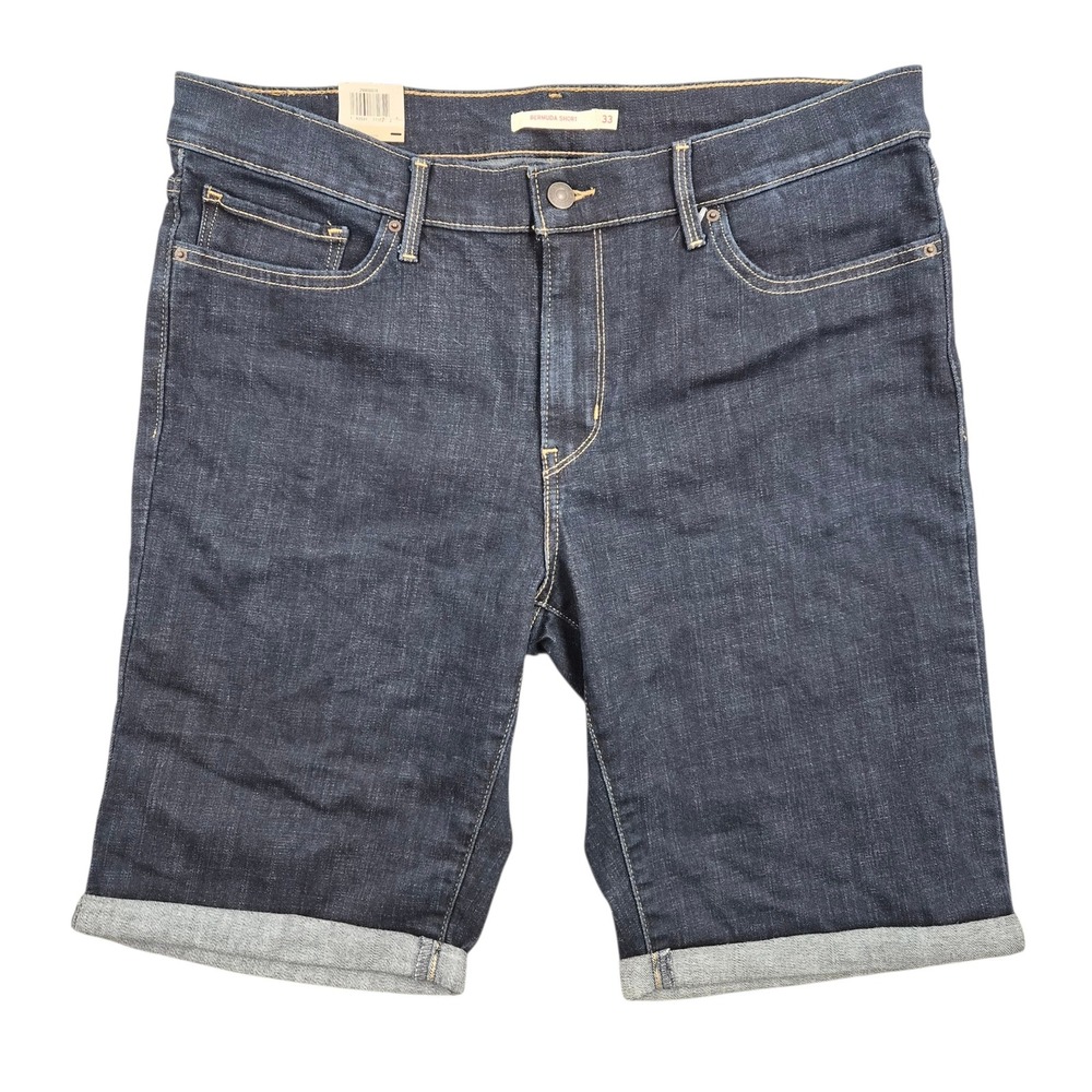Levis Bermuda Shorts Womens 16‎ W33 Dark Wash Indigo Slim Fit Denim Cuffed New